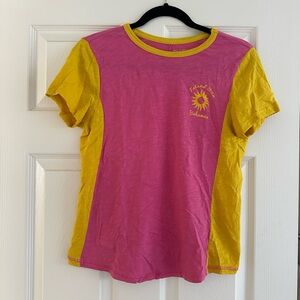 Pilcro Pink and Yellow Short Sleeve Tee
